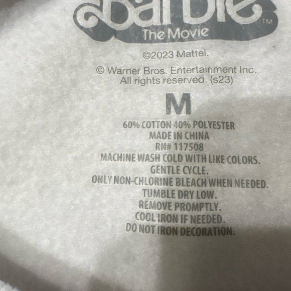 Barbie White Sweatshirt with Pink Logo Size Medium - Picture 4 of 5